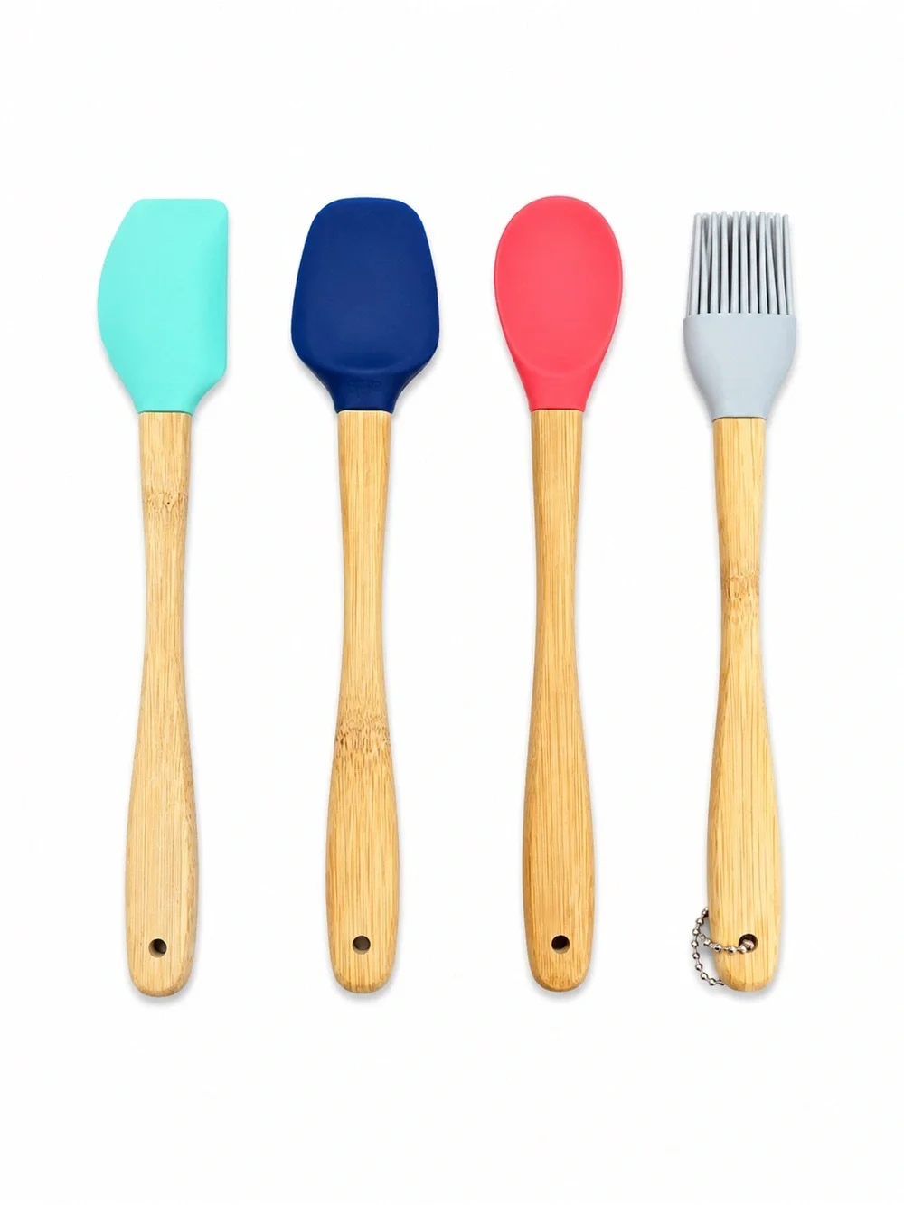 Core Kitchen Silicone Utensil 4 Pc Bamboo Handles Spoonula Spatulas Pastry Brush